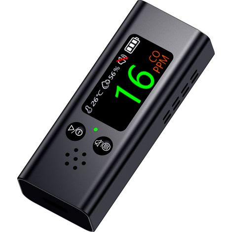 Detector de CO multifuncional 3 en 1 LIFCAUSAL, medidor portátil de monóxido de carbono, humedad y temperatura con pantalla TFT para camping, coche y viajes. (1/5)