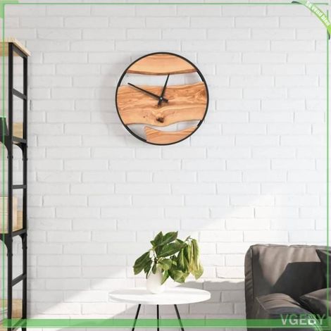 4008396 Horloge murale marron 35 cm fer et bois d'olivier (1/5)