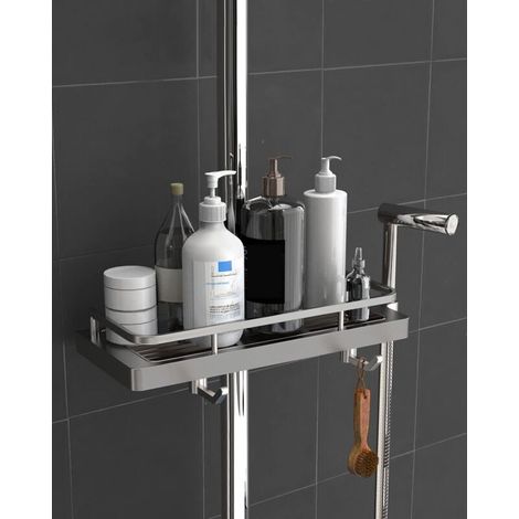 Portasapone da doccia, contenitore per il bagno senza foratura, con supporto per sapone da doccia, gancio di sostegno, 18 mm-25 mm - Nero