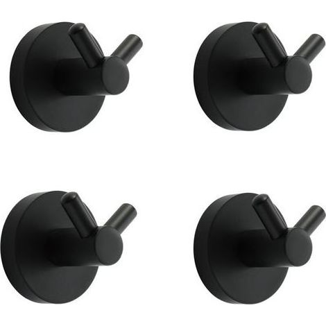 Noir Crochet Mural Acier INOX Patère Murale Double Ronde Patere Porte Manteau Installation à Vis Crochet de Manteau pour Cuisine,4 PCS (1/4)
