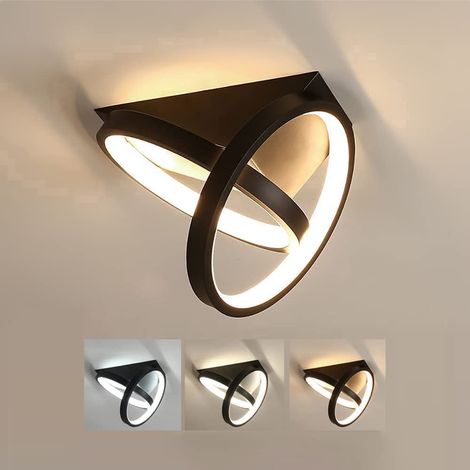 Plafonnier LED Moderne – Anneaux Lumineux – Noir– Dimmable – Pour Salon, Chambre, Salle à Manger, Cuisine, Couloir, Balcon, Escalier