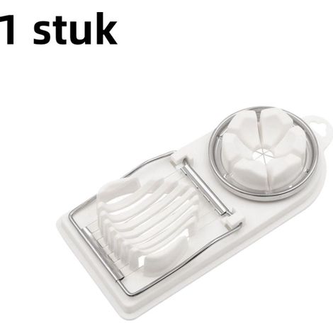 2-in-1 stainless steel egg slicer for easily cutting eggs and fruit, white color (1/5)