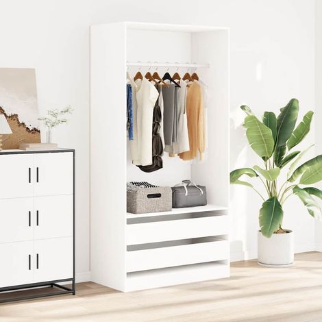 Garde-robe,Armoire de Rangement,Étagères Vêtements Blanc 100x50x200 cm Bois d'ingénierie VDVM822038 (1/5)