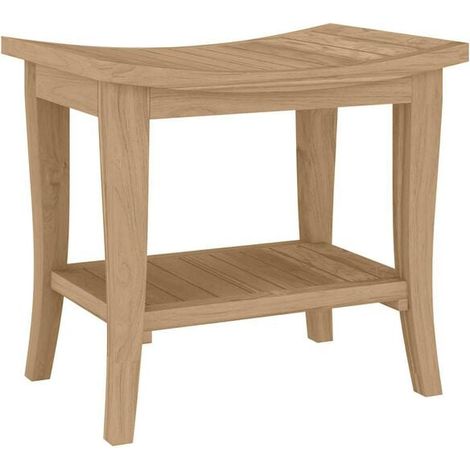 Table d'appoint de salle de bain, dimensions 50x35x45 cm, teck massif. (1/5)