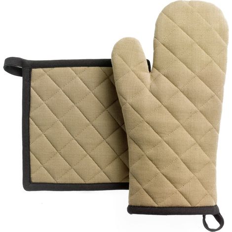 Lot Gant de Cuisine et Manique de Protection en Coton Recyclé 15 x 32 cm - PANGIVO (1/2)