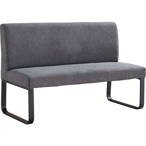 Banco con respaldo modelo Share tapizado en textil gris, 84cm(alto) 140cm(ancho) 63cm(fondo)