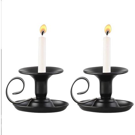 2 candelabros vintage de metal con base redonda, color negro - se necesita contenido HTML candelabro de pie (1/5)