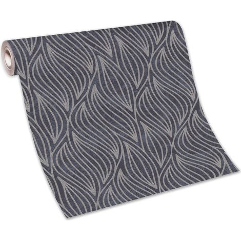 Papier peint anthracite & argenté moderne bureau & chambre | Tapisserie grise & argent motifs irisés | Papier peint intissé tendance (1/5)