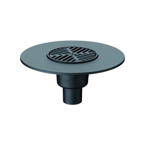 ACO ParkdeckablaufPassavant DN70/90Grad/M125/Guss mit Anschlussrand / D200mm Rahmen und Rost verschraubt, 5932.10.02