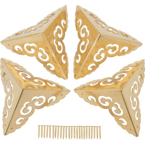 4 Protections d'angle en laiton pour meubles, bureau et coffrets à bijoux - Lot de 4 (1/5)