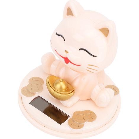 Chat Porte-Bonheur Solaire Photosensible Hoche-Tête Automatique Figurine Pour Salon Entrée Meuble Chaussures Type B Beige
