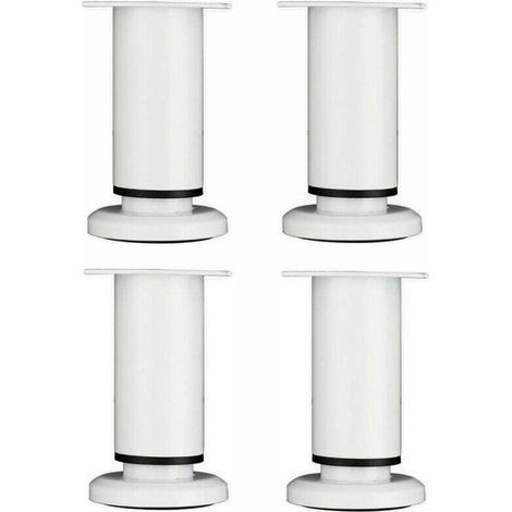 4 Pièces Pieds de Meubles Réglables 12cm Blanc Jambe de Table Rond en Métal pour Canapé Armoire Lit avec Vis (1/4)
