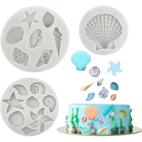 Silikon-Fondantformen mit Meeresmotiven, DIY-Set für maritime Schokolade, Fudge, Kuchendekoration, Eiswürfel, handgefertigt (1/5)