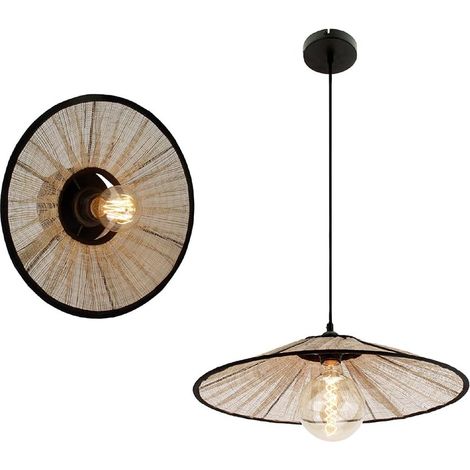 Plafonnier en tissu de lin Ø30 cm, avec douille E27 et 1 mètre de câble. Idéal pour un éclairage décoratif et des ambiances chaleureuses.