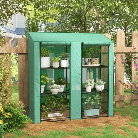 Mini serre de jardin 3 étages acier vert HAVRYA (1/4)