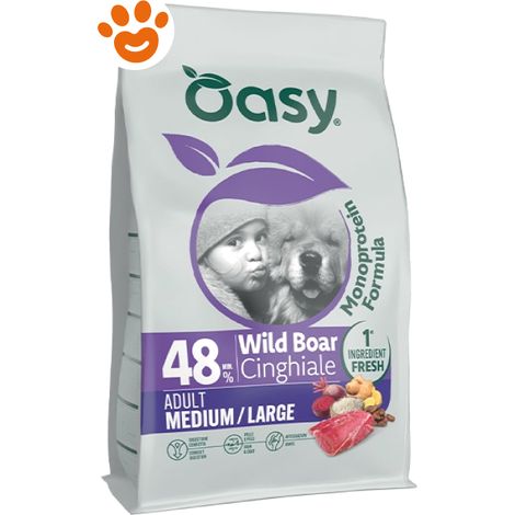 Oasy Dog Monoprotein Formula Adult Medium/Large con Cinghiale - Sacco 10 Kg -