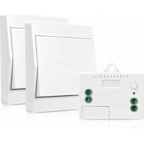 (Paquet de 2) interrupteur auto-alimenté sans fil sans batterie, interrupteur de sécurité émetteur RF et contrôleur de récepteur, télécommande murale 200 M, 433 MHz,-DOU