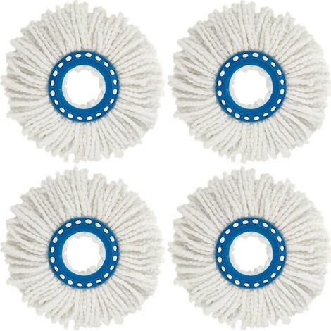 Têtes Microfibre Balai, Tête de Vadrouille Rechange Rond Têtes Mop Rotation à 360 pour Nettoyage des Sols 4Pcs (Diamètre 16 cm) (1/5)