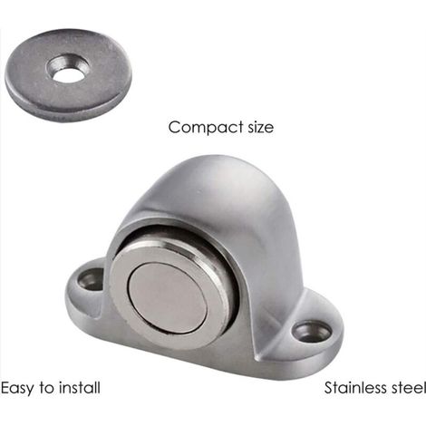 Arrêt de porte, arrêt de porte magnétique au sol en métal brossé 53x33mm monobloc (1/2)