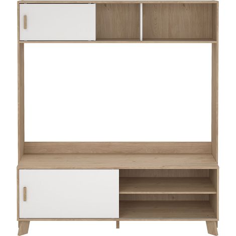 Ikast Regal System für TV, 2 Schiebetüren Eichen-Dekor, weiß. (1/5)