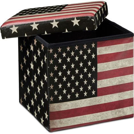 Taburete plegable caja de almacenamiento banco plegable 38 x 38 cm EE. UU. multicolor 3013093 (1/5)