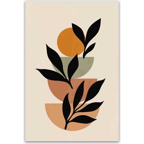 Tableau botanique abstrait soleil moderne
