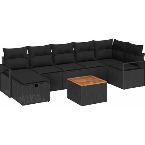 Maison Exclusive - Set Divano da Giardino con cuscino 8 pcs Nero Poly Rattan