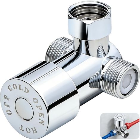 Vanne Mélangeuse Thermostatique 3 Voies, Mitigeur Douche Alliage Argent, Contrôle Température Eau Chaude Froide, Cartouche Céramique et Clapets Anti-retour, Raccord Universel G1/2" (1/5)