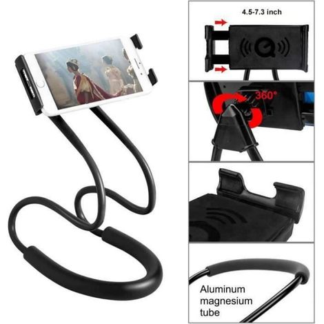 Support Telephone Portable - Pince Flexible Ajustable 360 Degres - Pour Cuisine Bureau Voiture Gymnase - 1 Piece (1/4)