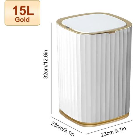 Poubelle intelligente (blanche, 15 L) grande capacité, avec capteur d'étanchéité automatique (1/5)