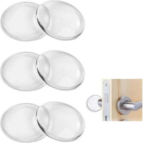 8 butées de porte transparentes, adhésives, amortisseurs, protections de poignées de porte de cuisine, de salle de bain (50 x 8 mm) (1/4)
