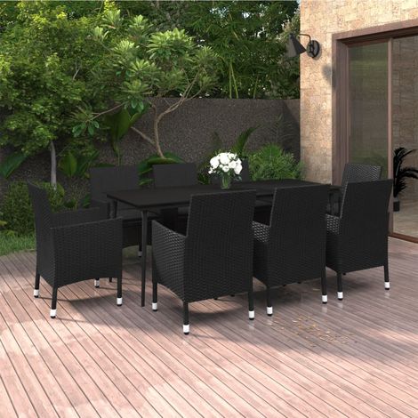Salon de jardin 9 pcs - Mobilier de jardin - Ensemble à dîner de jardin coussins Résine tressée Verre Chic-539671 (1/5)