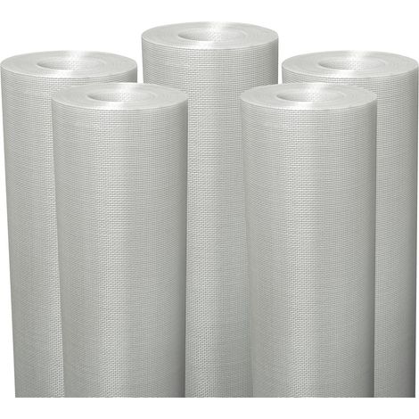 Semin – Lot de 5 rouleaux de tissu en fibre de verre 50 x 1 m – Épaisseur 0,1 mm – Renforcement murs et plafonds – Application facile