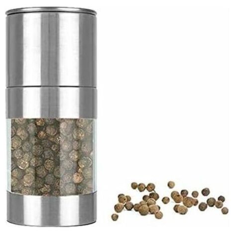 Moulin à Poivre Manuel,Moulin à Sel et Poivre, Moulin à épices en Acier Inoxydable,Taille de Grain Réglable (argenté, 1 pièce)-Fei Yu (1/4)