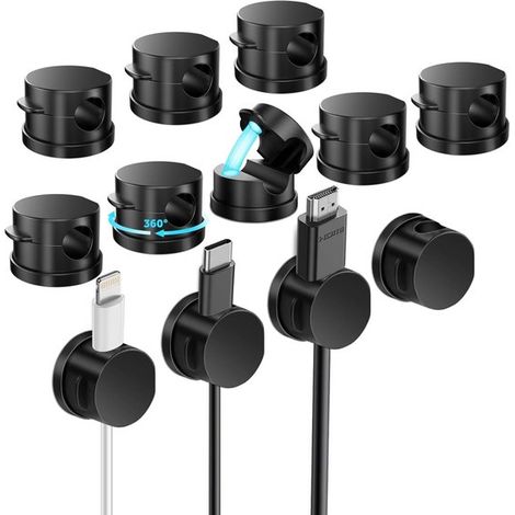 12 piezas,Soporte magnético para cables,Negro (1/5)