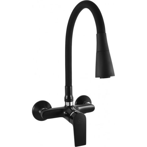 Mitigeur évier mural flexible à mémoire de forme COLORADO en laiton noir H. 32,3 cm (1/4)