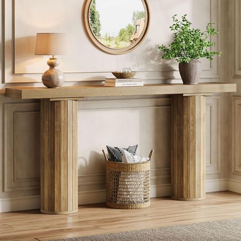 Tribesigns – Table console rectangulaire en bois 160 cm – Surface résistante aux rayures – Idéale pour entrée ou derrière le canapé – Assemblage facile