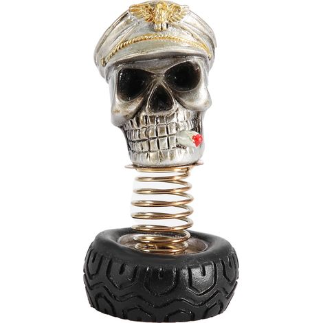 Crâne Humain Animé Oscillant pour Tableau de Bord Voiture, Ornement Décoratif Auto, Accessoire Intérieur, Figurine Tête de Mort (1/5)