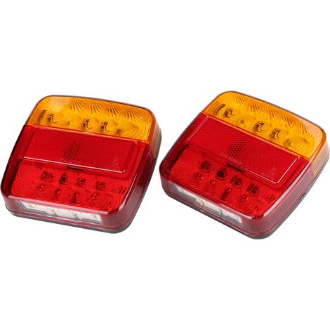 Lot de 2 lampes arrière bicolores 20 LED 12V pour remorque camion avec couvercle rouge jaune (1/5)