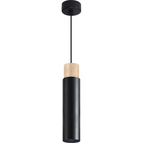 Suspension tube moderne noir/bois GU10 Claro Candellux (1/2)