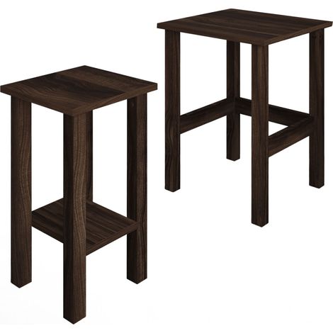 Satz von 2 Beistelltischen aus Holz "Gina 2" - 45 x 45 x 60 cm - Braun