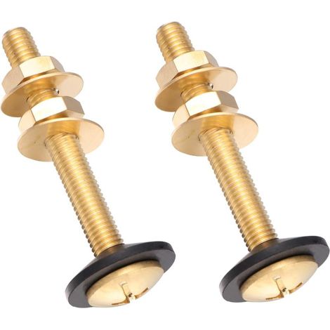2 pièces Boulons Laiton Pour Fixation De Toilette Avec Écrous Et Rondelles Ensemble De Boulons De Cuvette De Toilette Pour Installation Au Sol (1/5)