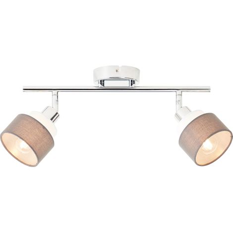 Brilliant Lampe Naples Spotrohr 2flg chrom/grau/weiß Metall grau 2x D45, E14, 28 W