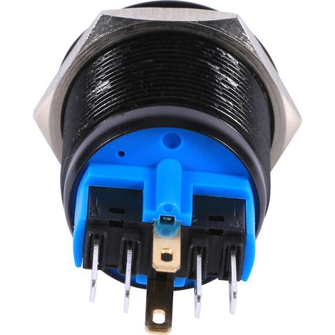 22-mm-Drucktaster, 12–24 V, wasserdicht, mit Selbstverriegelung und weißer LED-Anzeige (1/5)