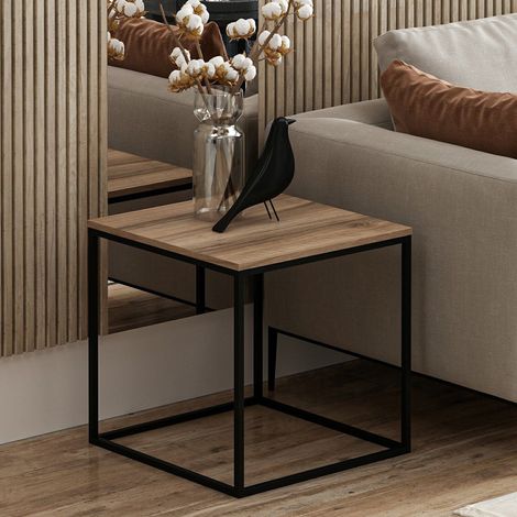 Couchtisch Tricase, Quadratische Form, Platte aus Nobilitatholz, Nussholzstruktur, 52x50x50h cm, Braun Nussbaum (1/5)