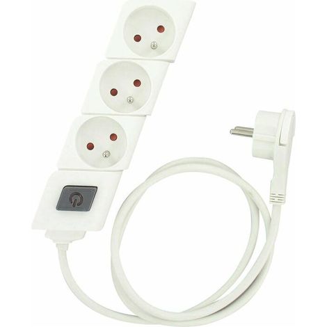 3-fach Steckdosenleiste, 16 A, mit Flachstecker – Beleuchteter Schalter – 1 m Kabel H05-VV-F 3G 1 mm² – Kindersicherung – Dhome - KF-FB-03KT (1/5)