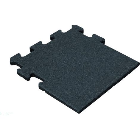 Baldosa de Goma Negra 50mm - 50x50 cm - Sistema Puzzle Pieza Lateral