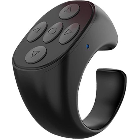 Suoneria Bluetooth multifunzionale - Suoneria con telecomando Bluetooth Suoneria portatile wireless ricaricabile con telecomando per fotocamera, girapagine per cellulari e tablet (Nero) (1/5)