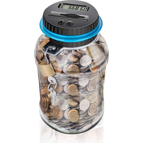 Coffre-fort Numérique - Compteur De Pièces En Euro - Écran LCD Haute Résolution - Capacité 1,8 L - Pour Enfants Et Adultes (1/5)