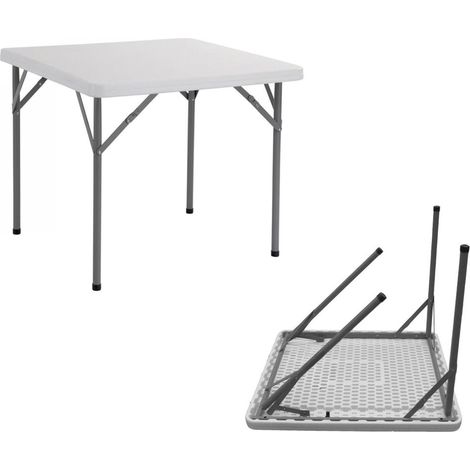 Tavolo Pieghevole Quadrato Bianco Cm.87X87X74H Catering Campeggio Buffet (1/5)
